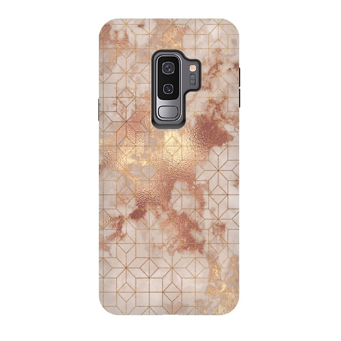 Galaxy S9 plus StrongFit Simply Minimalistic  Rose Gold Shapes Marble Pattern by  Utart