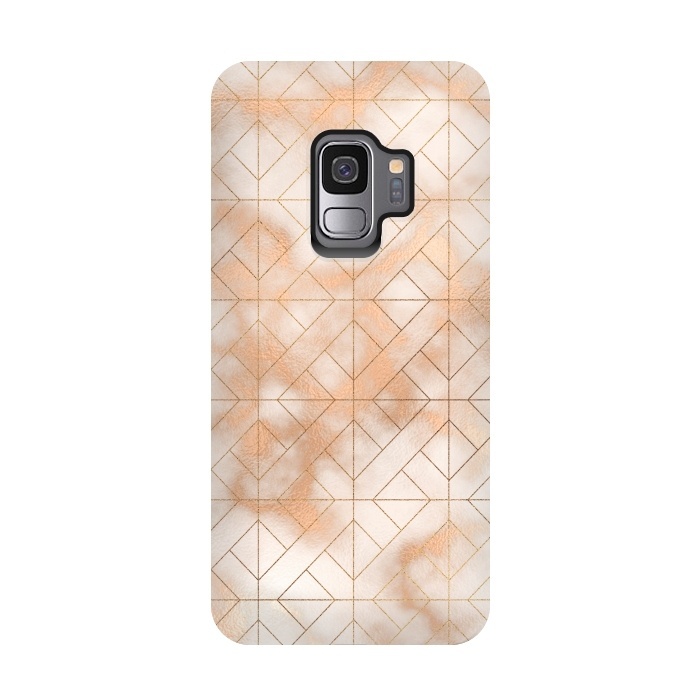 Galaxy S9 StrongFit Modern Quadrangle Shapes Rose Gold Marble Pattern by  Utart