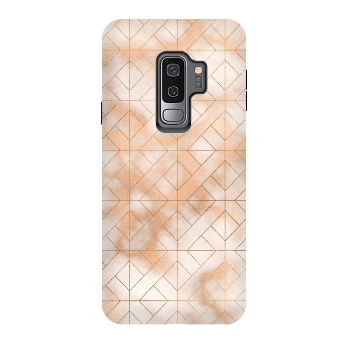Galaxy S9 plus StrongFit Modern Quadrangle Shapes Rose Gold Marble Pattern by  Utart