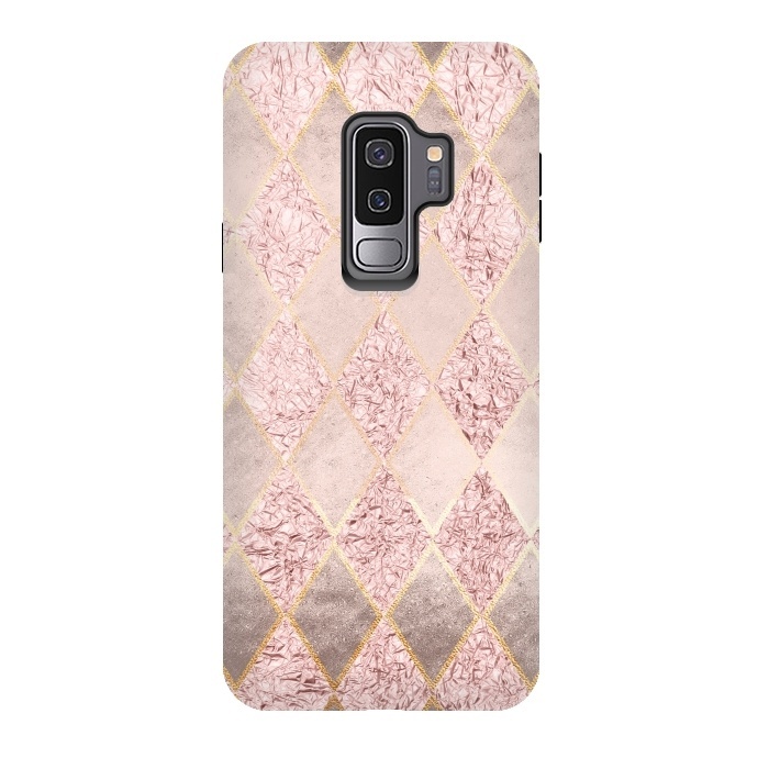 Galaxy S9 plus StrongFit Rose Gold Glitter Argyle by  Utart