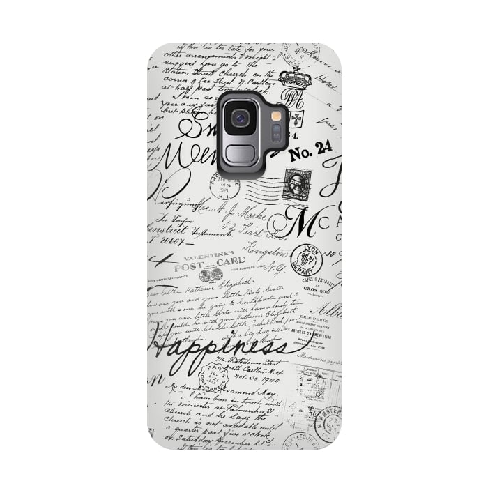 Galaxy S9 StrongFit Nostalgic Handwriting Black And White by Andrea Haase