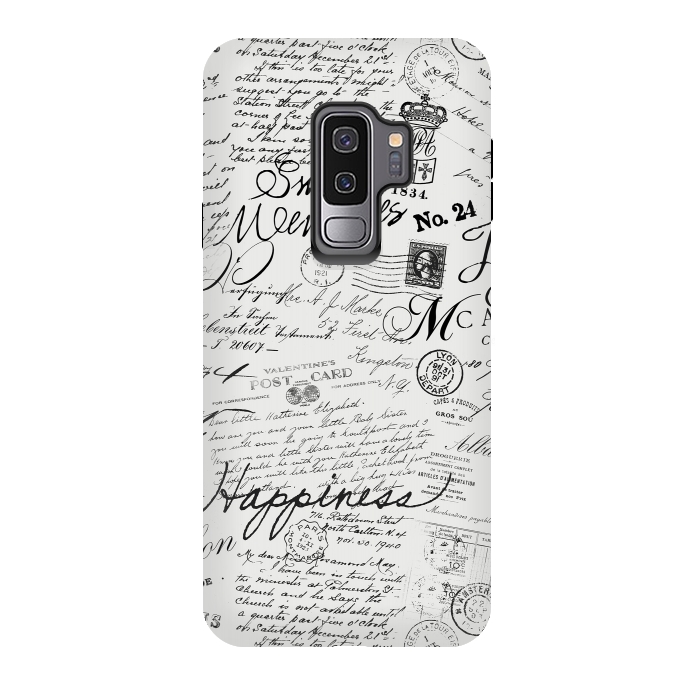 Galaxy S9 plus StrongFit Nostalgic Handwriting Black And White by Andrea Haase