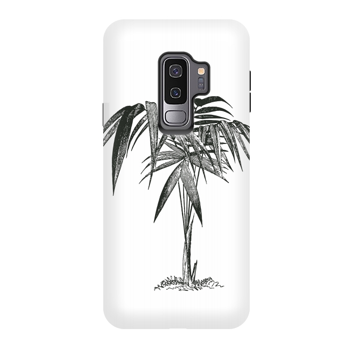 Galaxy S9 plus StrongFit Black And White Vintage Palm Tree by Andrea Haase