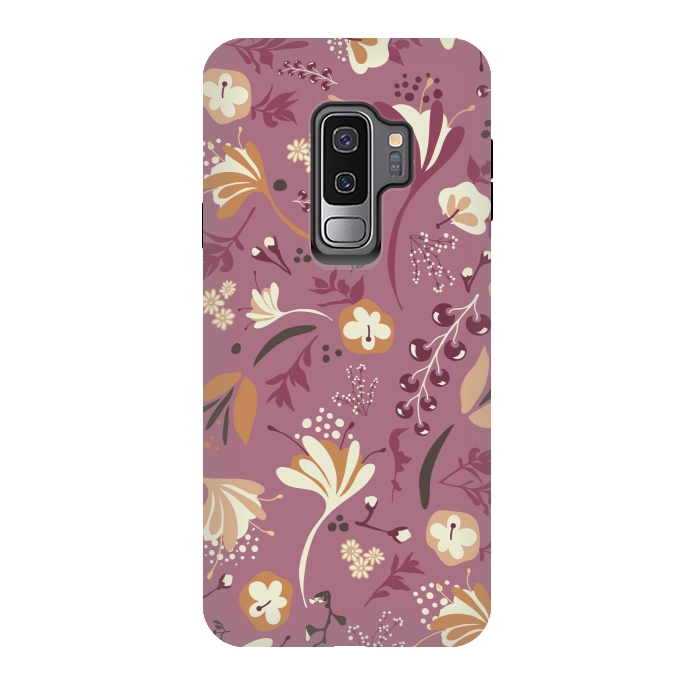 Galaxy S9 plus StrongFit Beautiful Blooms on Plum by Paula Ohreen
