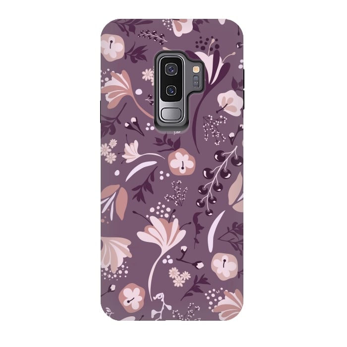 Galaxy S9 plus StrongFit Beautiful Blooms on Purple by Paula Ohreen
