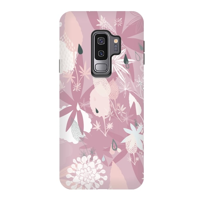 Galaxy S9 plus StrongFit Lovely Lupins on Dusty Pink by Paula Ohreen
