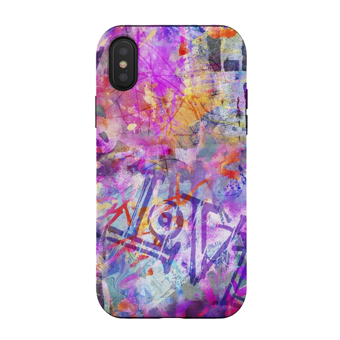 iPhone Xs / X StrongFit Pink Grunge Graffiti Wall by Andrea Haase