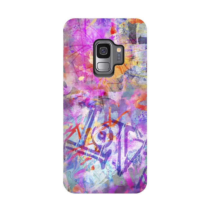 Galaxy S9 StrongFit Pink Grunge Graffiti Wall by Andrea Haase