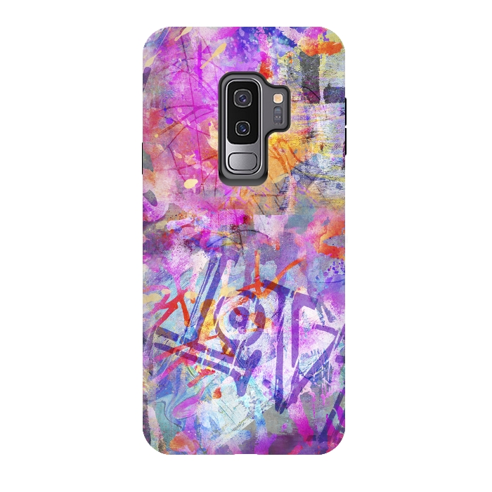 Galaxy S9 plus StrongFit Pink Grunge Graffiti Wall by Andrea Haase