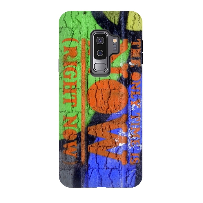 Galaxy S9 plus StrongFit The Only Time Is Now Graffiti by Andrea Haase