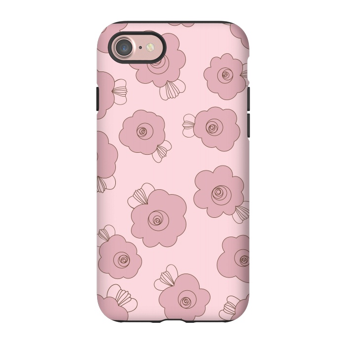 iPhone 7 StrongFit Fluffy Flowers - Pink on Pink by Paula Ohreen