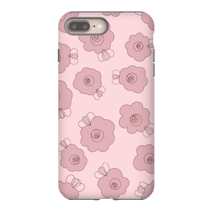 iPhone 7 plus StrongFit Fluffy Flowers - Pink on Pink by Paula Ohreen