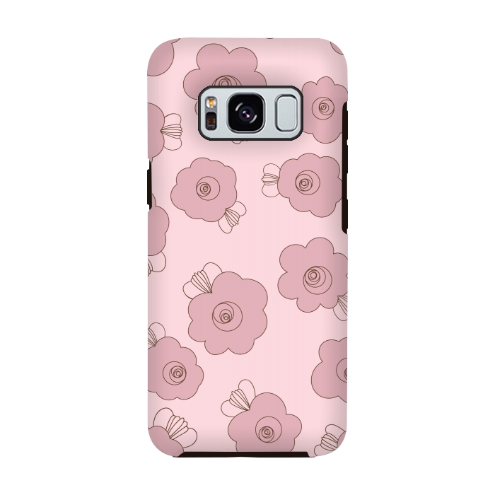 Galaxy S8 StrongFit Fluffy Flowers - Pink on Pink by Paula Ohreen