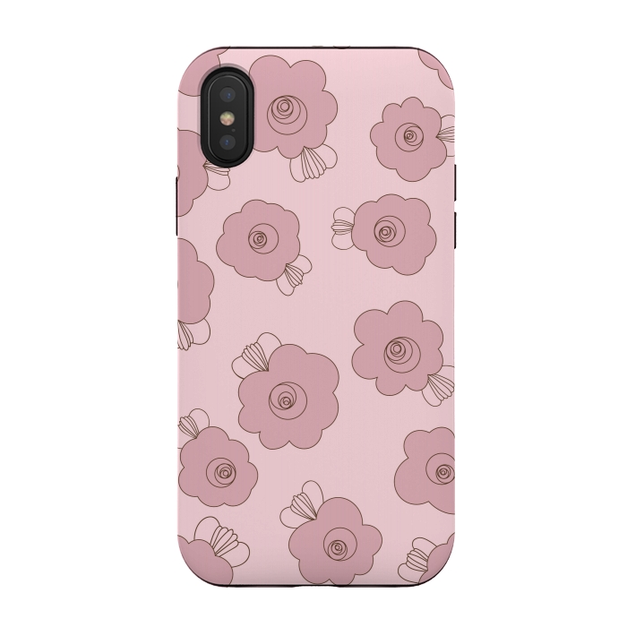 iPhone Xs / X StrongFit Fluffy Flowers - Pink on Pink by Paula Ohreen