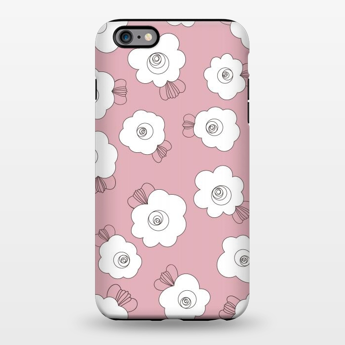iPhone 6/6s plus StrongFit Fluffy Flowers - White on Pink by Paula Ohreen