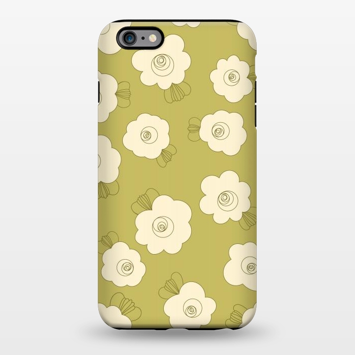 iPhone 6/6s plus StrongFit Fluffy Flowers - Cream on Sap Green by Paula Ohreen