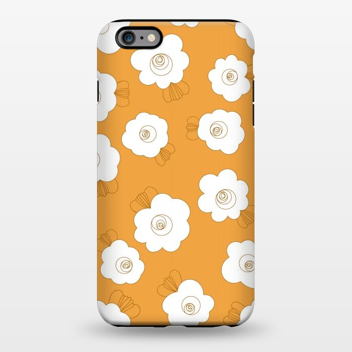 iPhone 6/6s plus StrongFit Fluffy Flowers - White on Pumpkin Orange by Paula Ohreen