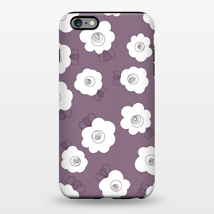 iPhone 6/6s plus StrongFit Fluffy Flowers - White on Grape Purple by Paula Ohreen
