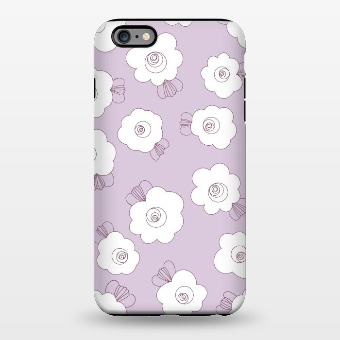 iPhone 6/6s plus StrongFit Fluffy Flowers - White on Lilac by Paula Ohreen