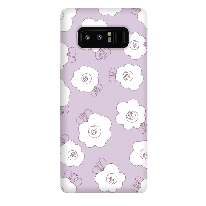 Galaxy Note 8 StrongFit Fluffy Flowers - White on Lilac by Paula Ohreen