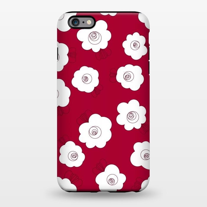 iPhone 6/6s plus StrongFit Fluffy Flowers - White on Red by Paula Ohreen