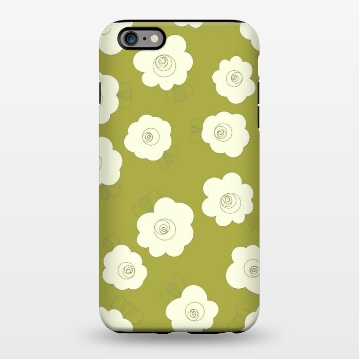 iPhone 6/6s plus StrongFit Fluffy Flowers - White on Grass Green by Paula Ohreen