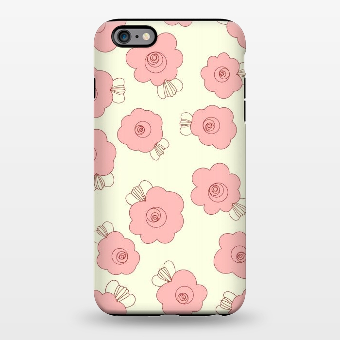 iPhone 6/6s plus StrongFit Fluffy Flowers - Pink on Cream by Paula Ohreen