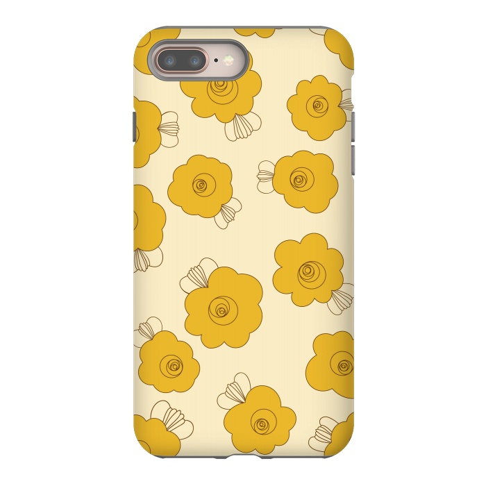 iPhone 7 plus StrongFit Fluffy Flowers - Mustard on Lemon Yellow by Paula Ohreen
