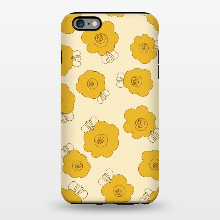 iPhone 6/6s plus StrongFit Fluffy Flowers - Mustard on Lemon Yellow by Paula Ohreen