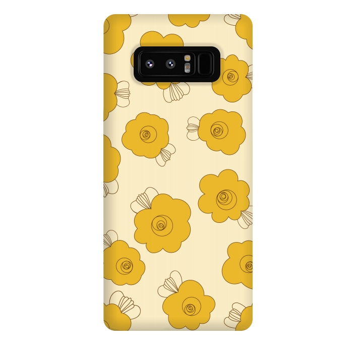 Galaxy Note 8 StrongFit Fluffy Flowers - Mustard on Lemon Yellow by Paula Ohreen
