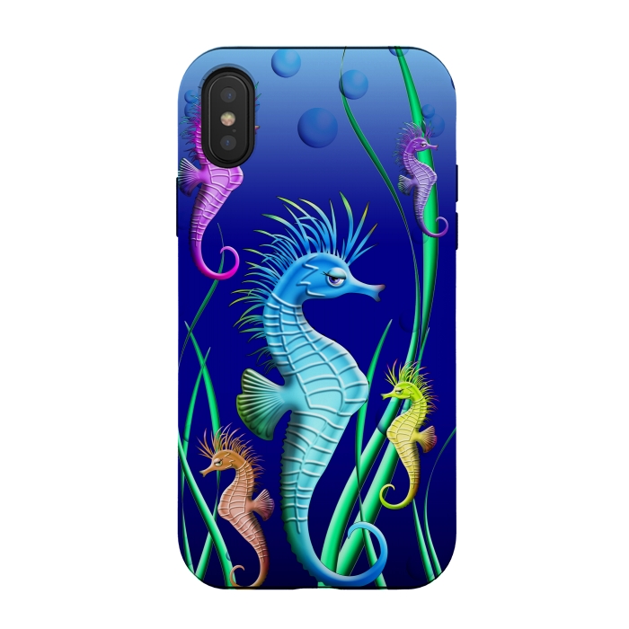iPhone Xs / X StrongFit Seahorses Underwater Scenery by BluedarkArt