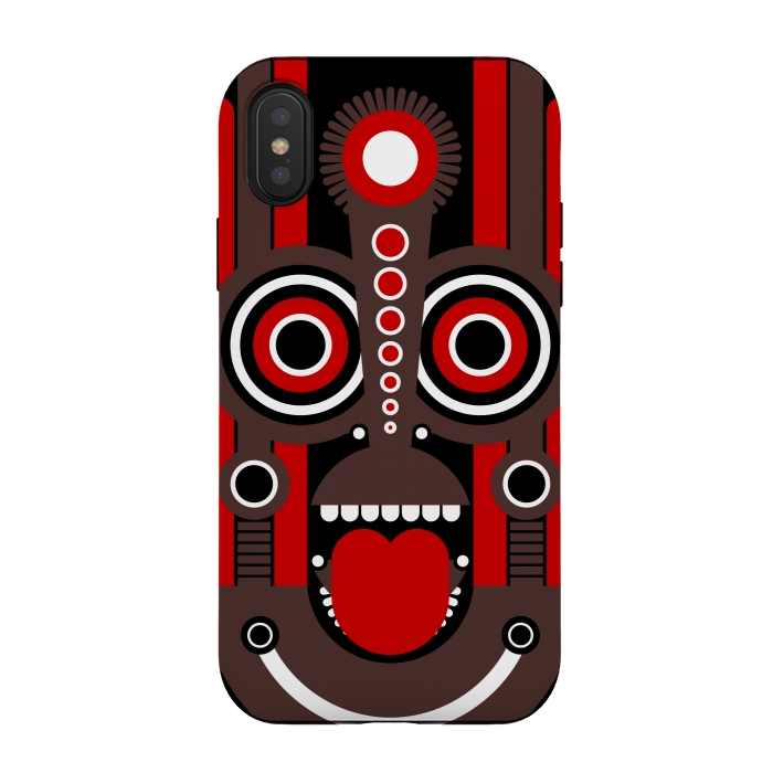 iPhone Xs / X StrongFit tiki tribal mask by TMSarts