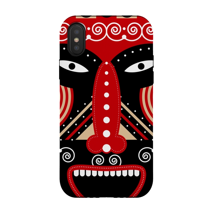 iPhone Xs / X StrongFit red ritual tribal mask by TMSarts
