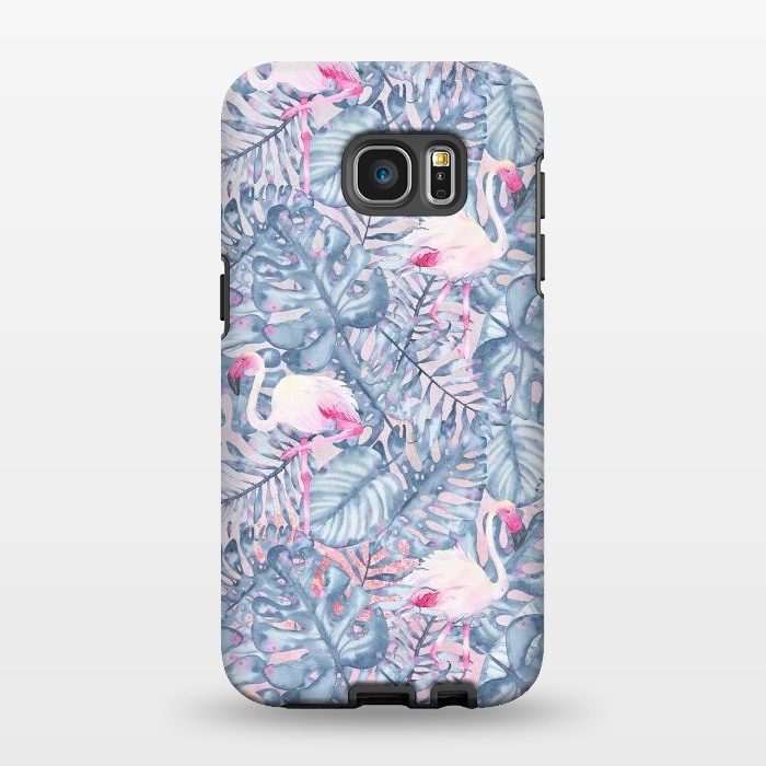 Galaxy S7 EDGE StrongFit Pink and Blue Flamingo Summer  by  Utart