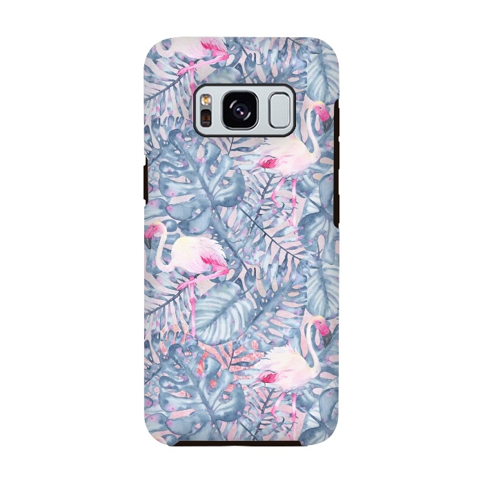 Galaxy S8 StrongFit Pink and Blue Flamingo Summer  by  Utart