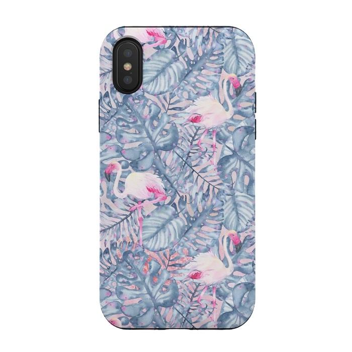 iPhone Xs / X StrongFit Pink and Blue Flamingo Summer  by  Utart