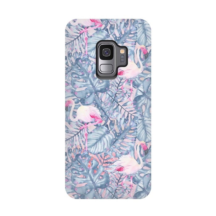 Galaxy S9 StrongFit Pink and Blue Flamingo Summer  by  Utart