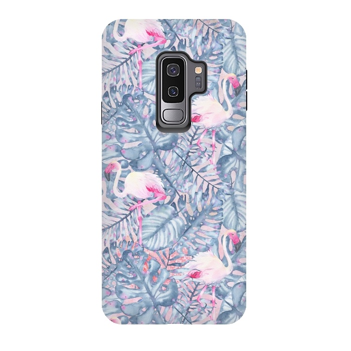 Galaxy S9 plus StrongFit Pink and Blue Flamingo Summer  by  Utart