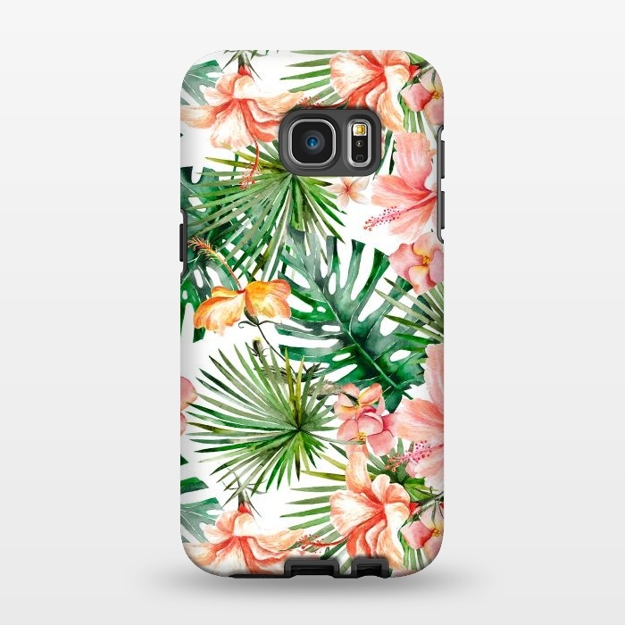 Galaxy S7 EDGE StrongFit Tropical Flower Jungle by  Utart