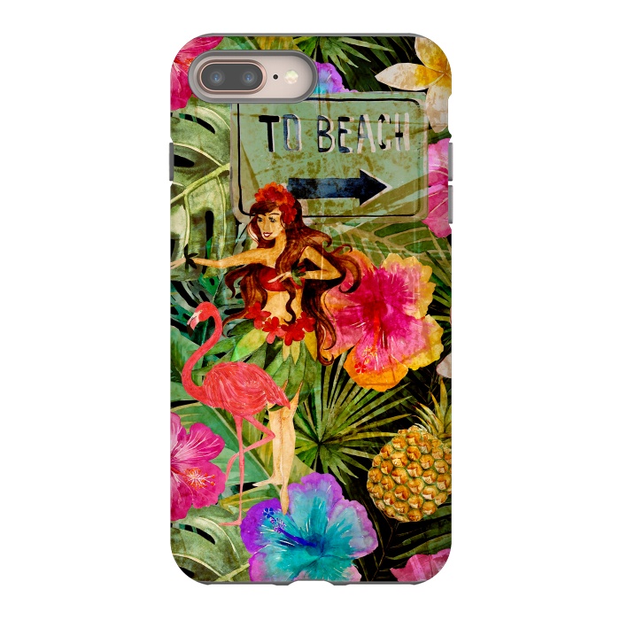iPhone 7 plus StrongFit Vintage Hula Girl- To the Beach by  Utart