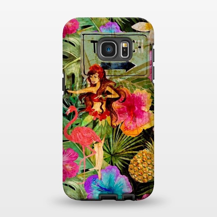 Galaxy S7 EDGE StrongFit Vintage Hula Girl- To the Beach by  Utart