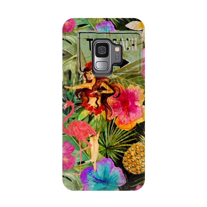Galaxy S9 StrongFit Vintage Hula Girl- To the Beach by  Utart