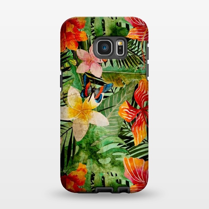 Galaxy S7 EDGE StrongFit Retro Tropical Flower Jungle by  Utart