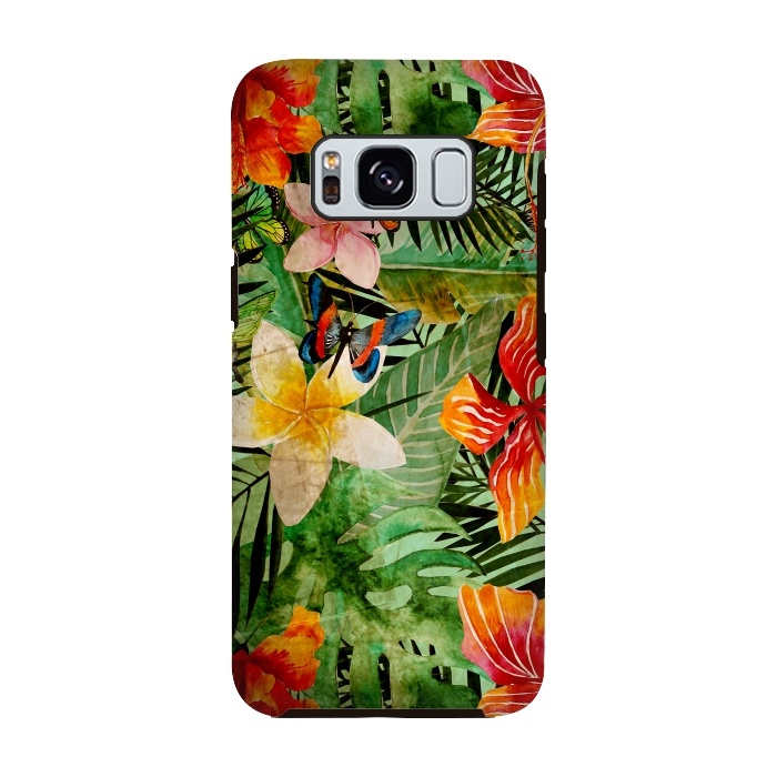 Galaxy S8 StrongFit Retro Tropical Flower Jungle by  Utart