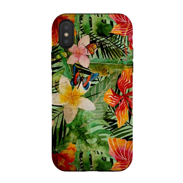 iPhone Xs / X StrongFit Retro Tropical Flower Jungle by  Utart