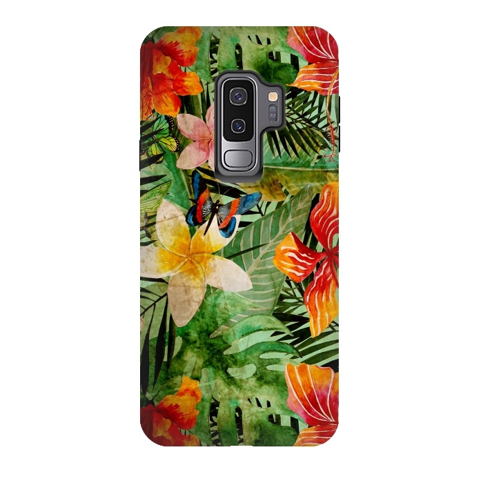 Galaxy S9 plus StrongFit Retro Tropical Flower Jungle by  Utart