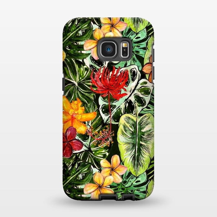Galaxy S7 EDGE StrongFit Vintage Tropical Flower Jungle Pattern by  Utart