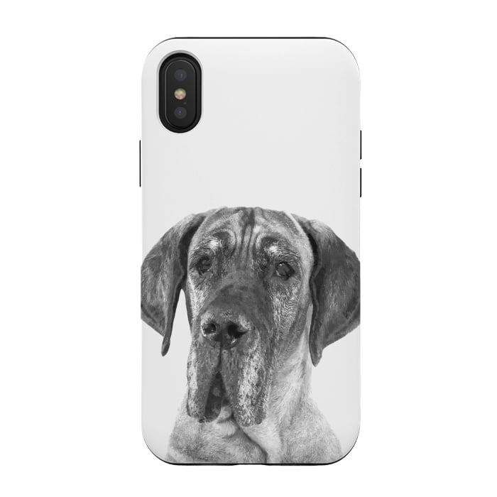 iPhone Xs / X StrongFit Black and White Great Dane by Alemi