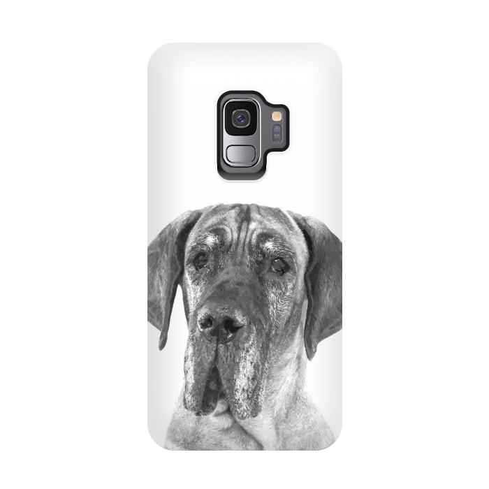 Galaxy S9 StrongFit Black and White Great Dane by Alemi