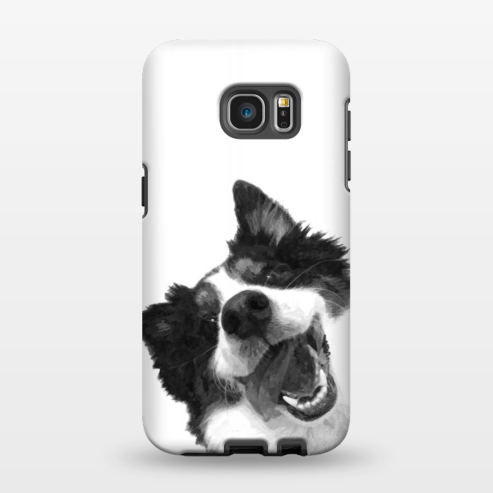 Galaxy S7 EDGE StrongFit Black and White Happy Dog by Alemi